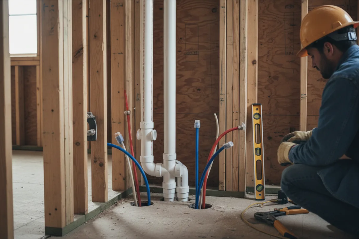 Drain and supply rough-in during Sump Pump Repair in Manteca