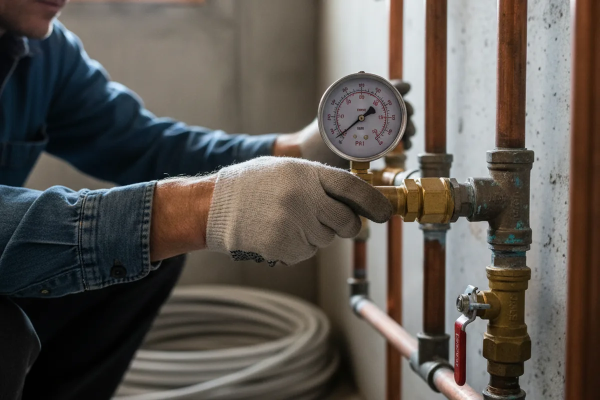Pressure testing a repaired line during Water Line Repair in Manteca
